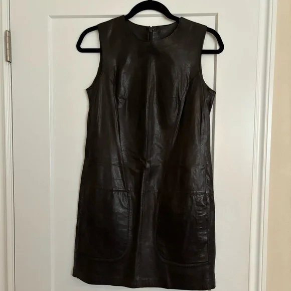 Vince | Dresses | Vince Brown Leather Minidress | Poshmark